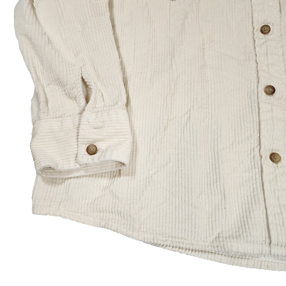 American Eagle Corduroy Womens M White Button Down Oversized Shirt - Picture 2 of 8